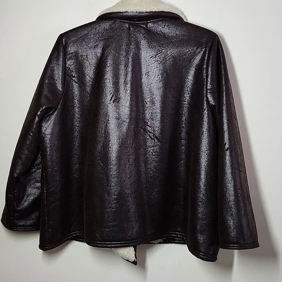 Lauren Ralph Lauren Faux Leather Women's Brown Sherpa Lined Coat Womens 3X